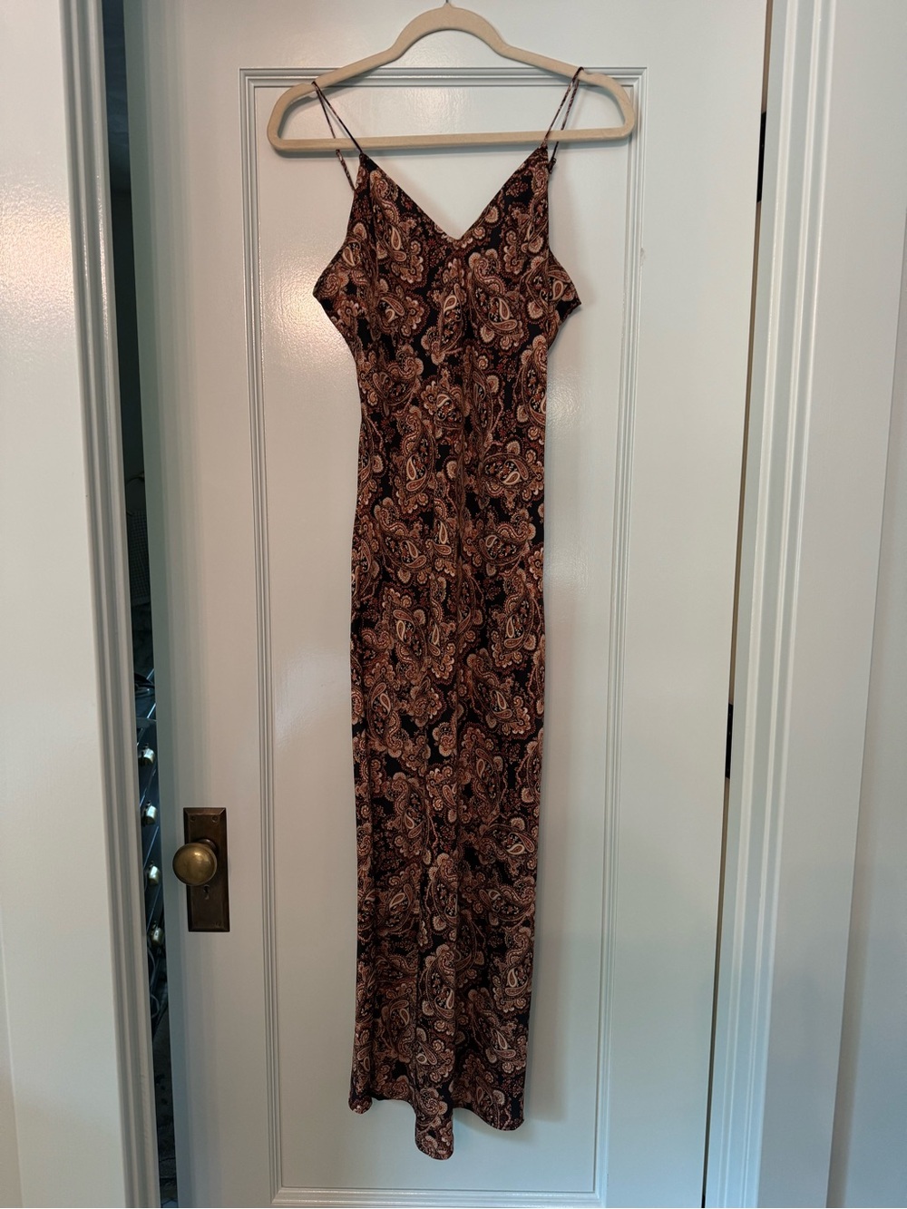 Nili Lotan Brown and Black Paisley Slip Maxi Dress